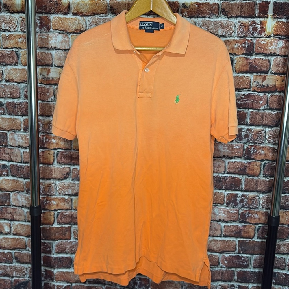 Ralph Lauren Polo mens medium fade out orange  short sleeve polo shirt cotton